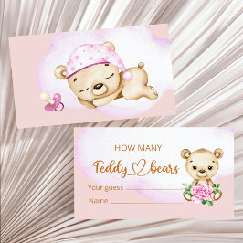 Teddy Bear Girl Baby shower Informatiekaartje