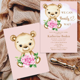 Teddy Bear Girl Baby shower Invitation