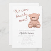 Teddy Bear Girl Baby shower Invitation Kaart (Voorkant / Achterkant)