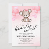 Teddy Bear Girl Baby shower Kaart (Voorkant)