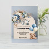 Teddy Bear Girl Baby shower Kaart (Staand voorkant)