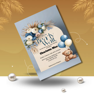 Teddy Bear Girl Baby shower Kaart