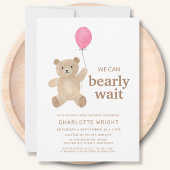 Teddy Bear Girl Baby Shower Kaart