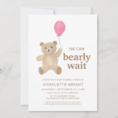Teddy Bear Girl Baby Shower Kaart (Voorkant)