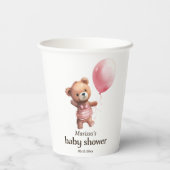 Teddy Bear Girl Baby shower Papieren beker (Achterkant)