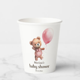 Teddy Bear Girl Baby shower Papieren beker