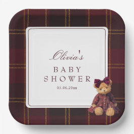 Teddy Bear Girl Baby Shower Papieren Bordje