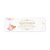 Teddy Bear Girl Baby shower Return Address Label (Voorkant)