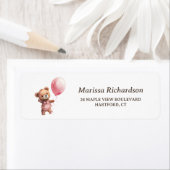 Teddy Bear Girl Baby shower Return Address Label (Insitu)