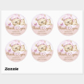Teddy Bear Girl Baby shower Ronde Sticker (Vel)