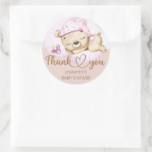 Teddy Bear Girl Baby shower Ronde Sticker (Tas)