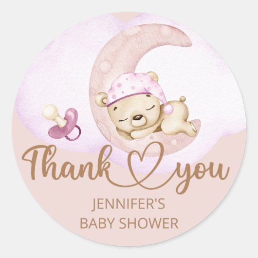 Teddy Bear Girl Baby shower Ronde Sticker (Voorkant)