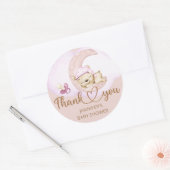 Teddy Bear Girl Baby shower Ronde Sticker (Envelop)