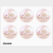 Teddy Bear Girl Baby shower Ronde Sticker (Vel)