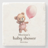 Teddy Bear Girl Baby shower Stenen Onderzetter (Voorkant)