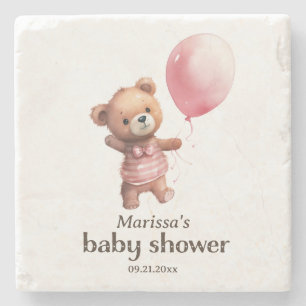Teddy Bear Girl Baby shower Stenen Onderzetter