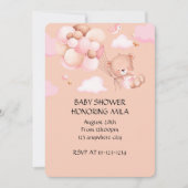 TEDDY BEAR GIRL BABY SHOWER UITNODIGING (Voorkant)