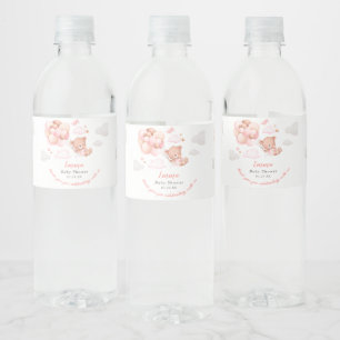 Teddy Bear Girl Baby shower Waterfles Etiket