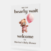 Teddy Bear Girl Baby shower Welkom Acryl Bord (Hoek)