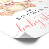 Teddy Bear Girl Baby shower Welkomstteken Poster (Hoek)