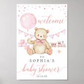 Teddy Bear Girl Baby shower Welkomstteken Poster (Voorkant)
