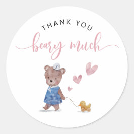 Teddy Bear Girl Birthday Hartelijk dank Ronde Sticker