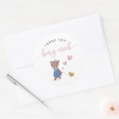 Teddy Bear Girl Birthday Hartelijk dank Ronde Sticker (Envelop)