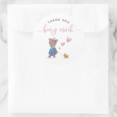 Teddy Bear Girl Birthday Hartelijk dank Ronde Sticker (Tas)