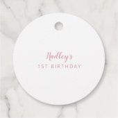 Teddy Bear Girl Birthday Party Pink Bedankjes Labels (Achterkant)