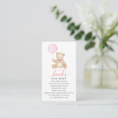 Teddy Bear Girl Book Request Baby shower Card Informatiekaartje (Staand voorkant)