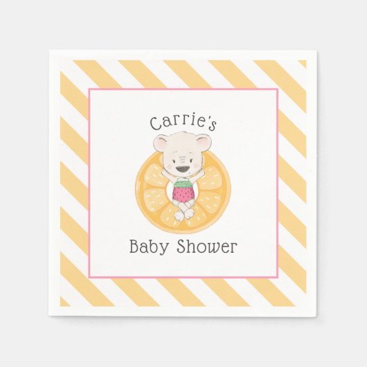 Teddy Bear Girl op Pool Floatie Baby shower Servet (Voorkant)