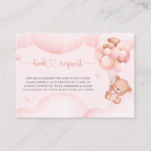 Teddy Bear Girl Pink Book Request Enclosure Card Informatiekaartje