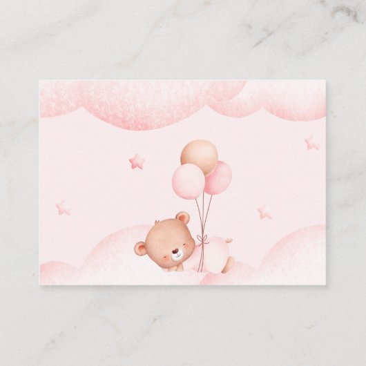 Teddy Bear Girl Pink Diaper Raffle Enclosure Card Informatiekaartje (Achterkant)