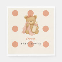 Teddy Bear Girl Polka Dot Baby shower servetten