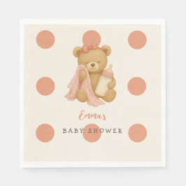 Teddy Bear Girl Polka Dot Baby shower servetten