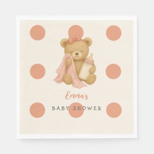 Teddy Bear Girl Polka Dot Baby shower servetten