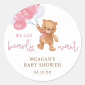 Teddy Bear Girl We kunnen Baby shower afwachten Ronde Sticker (Voorkant)
