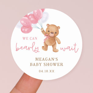 Teddy Bear Girl We kunnen Baby shower afwachten Ronde Sticker