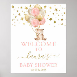 Teddy Bear Girl Welcome sign Poster
