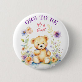 Teddy Bear Girl's Baby shower Gigi to Be Ronde Button 5,7 Cm