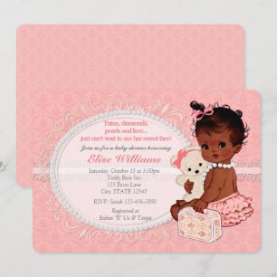  Teddy Bear Girls Baby Shower Invitaties 5 Kaart