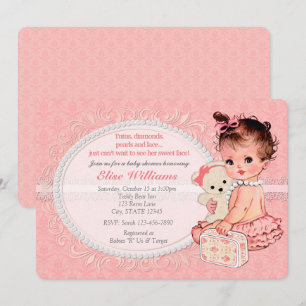 Teddy Bear Girls Baby Shower Uitnodigingen 2