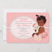 Teddy Bear Girls Baby Shower Uitnodigingen 5 (Voorkant)