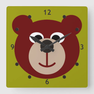 Teddy Bear glimlachen Vierkante Klok