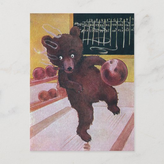 Teddy Bear Goes Bowling Briefkaart (Voorkant)