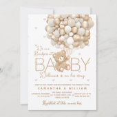 Teddy Bear Gold ballon Genderneutraal Baby shower Kaart (Voorkant)