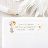 Teddy Bear Gold Balloons en Stars Baby shower Etiket (Insitu)