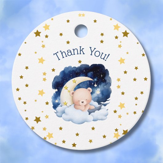 Teddy Bear Gold Stars Moon Baby shower Bedankt Bedankjes Labels