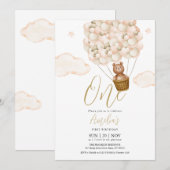 Teddy Bear Gouden Ballonnen Verjaardagsfeest Kaart (Voorkant / Achterkant)