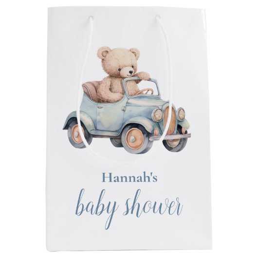 Teddy Bear Grandmillennial Baby shower Medium Cadeauzakje (Voorkant)